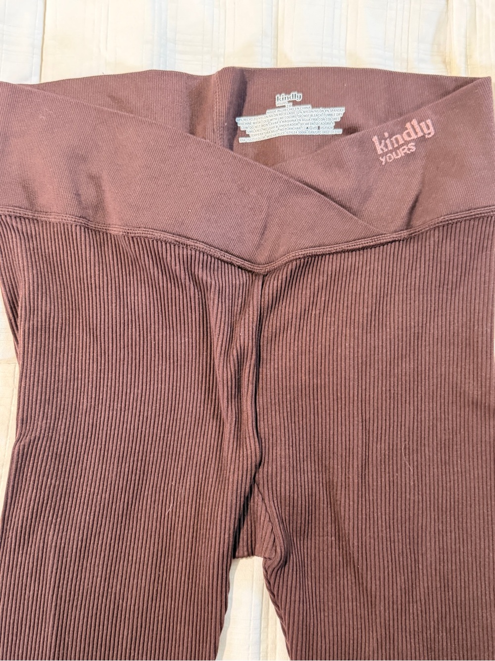 Kindly Yours Women's Ribbed Leggings in Mauve-Brown